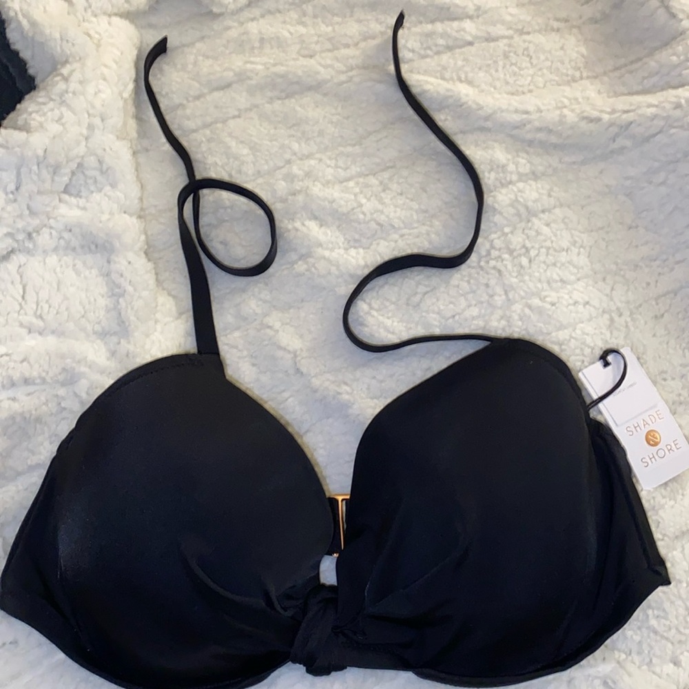 Shade & Shore Black Knot Detail Black Bikini Top